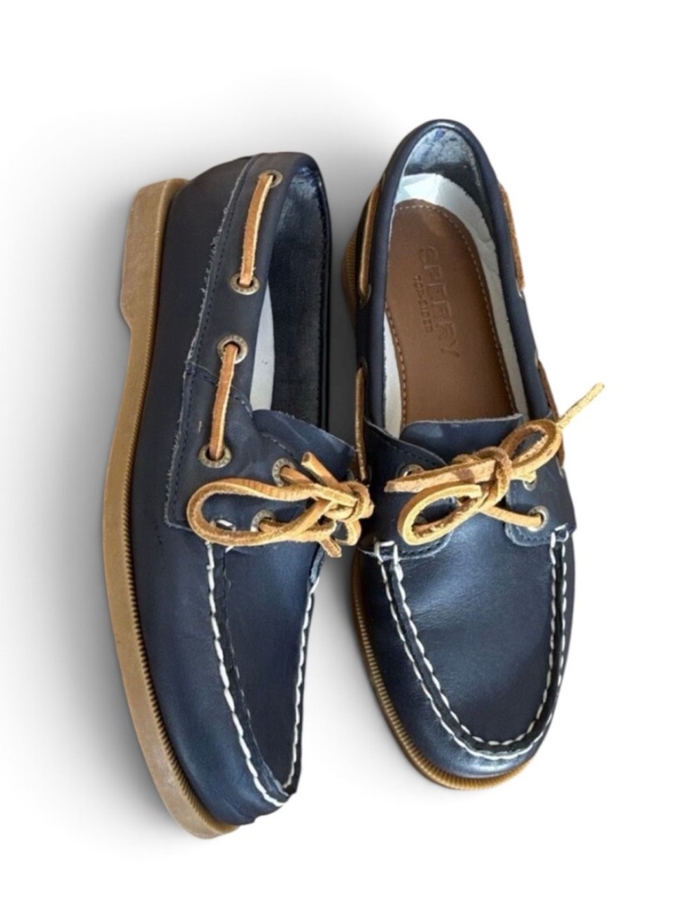 Sperry Angelfish 2-Eye Boat Shoes in Navy Leather size 6.5 Deck Driving Preppy